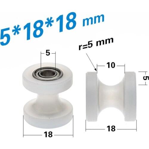 [U0518-18]Free shipping 10PCS pipelining ball bearing MR115zz pulley wheel 5*18*18mm white guide wire grooved ball pulley wheel