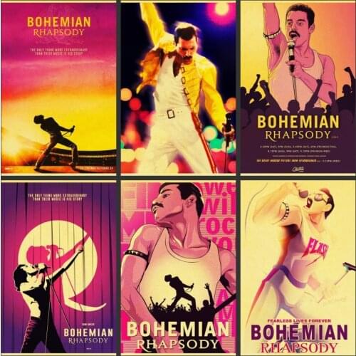 Vintage Bohemian Rhapsody Freddie Mercury Queen 2018 Music Posters and Prints Street Art Painting Art Pictures Home Decor