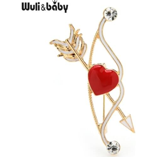 Wuli&baby Enamel Bow Arrow Brooches For Women Heart Party Office Casual Brooch Pins Gifts