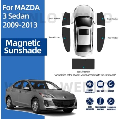 For Mazda M3 Sedan 2009-2013 Windscreen Curtain Cool Down Sun Shading Mesh Custom Car Magnet Cover Removable Darkening Sunshades