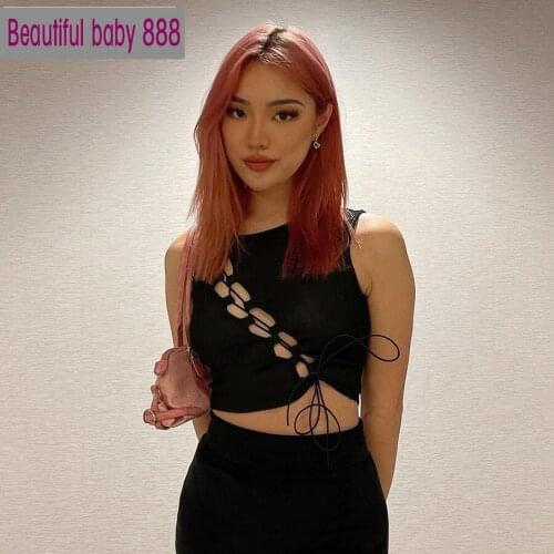 Meqeiss Ladies Solid Color Basic Versatile Sleeveless Vest Comfortable And Soft Hollow New Spring And Autumn Fashion Casual Wear