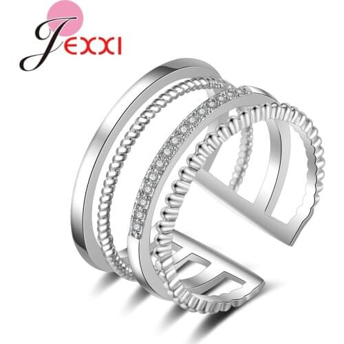 Top Quality Factory Price Opening Finger Rings For Women Female Best 925 Sterling Silver Jewelry Crystal With Cubic Zircon