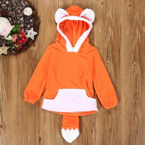 Winter Baby Cartoon Fox Boys Girls Clothes Newborn Sweatshirt Toddler Winter Hooded Outwear Animal Pajamas Bebes Baby Costume