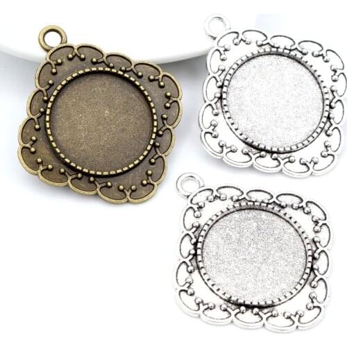 10pcs 20mm Inner Size Antique Silver Plated And Bronze Colors Plated Classic Style Cabochon Base Setting Charms Pendant
