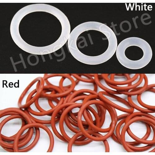 10pcs Thickness(CS) 2mm Red /White Silicone O-Ring OD 5-80mm Food Grade Ring Gasket Waterproof And Insulated