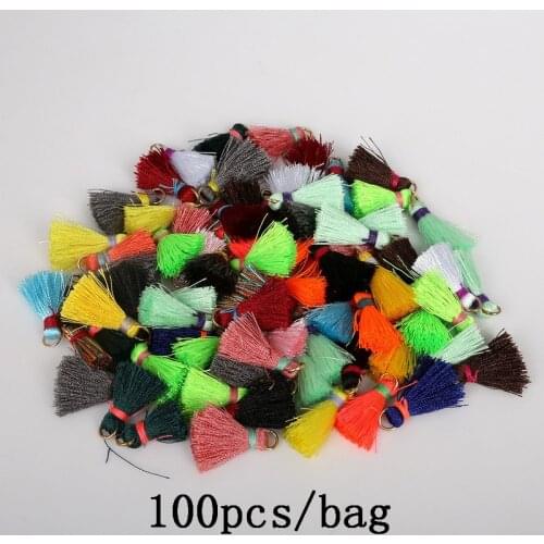 100PCS Mixed Color Small Mini Tassel Sigle Circle for DIY Jewelry Making Findings & Clothes Accessory