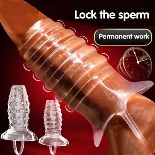 2 Types Transparents Male Foreskin Penis Sleeve Condom Silicone Reusable Penis Ring Vibrator Delay Ejaculation Sex Toys For Men