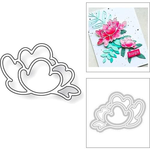 2020 New Plant Peony Flower Contour Silhouettes Layered Metal Cutting Dies For Scrapbooking Greeting Card Paper Making No Stamps