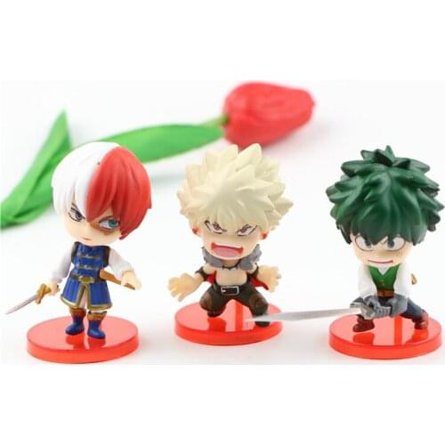 3pcs/lot Anime My Hero Academia Izuku Shouto Todoroki Q version PVC Action Figure Stand Model Toys gift