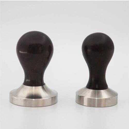 51 /58mm Coffee Tamper Ebony Handle Espresso Powder Flat Press Hammer 304 Stainless Steel Coffee Barista Tools Coffeeware