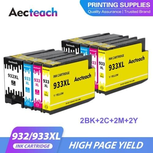Aecteach Compatible For HP 932 933 932XL 933XL Ink Cartridge For HP Officejet 7110 6100 6600 7510 7512 7612 7610 7612 Printer