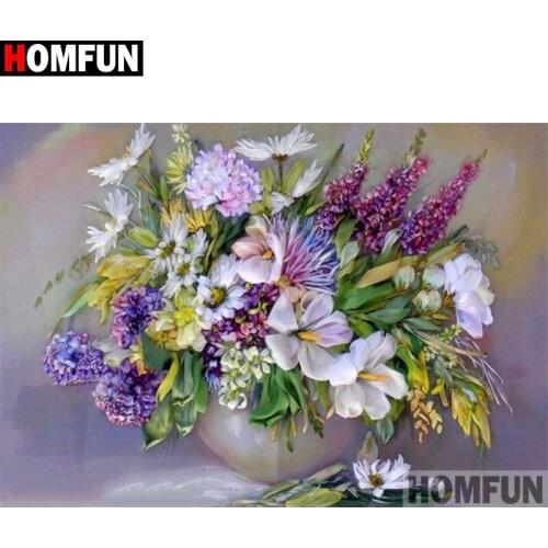 HOMFUN 5D DIY Full Diamond Embroidery "Flower landscape" Diamond Painting Cross Stitch Rhinestone Home Decoration A30042