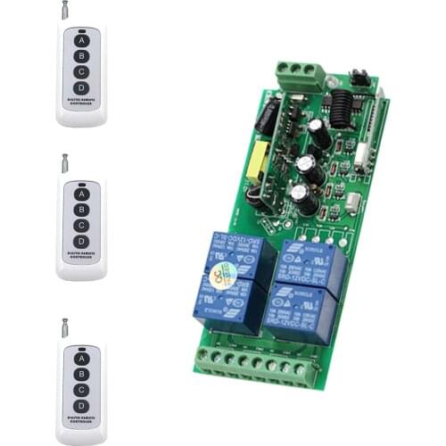 AC 85V-250V 4CH RF Wide Voltage Wireless Remote Control Switch Receiver and Digital Remote Controller(Transmitter) 315/433mhz