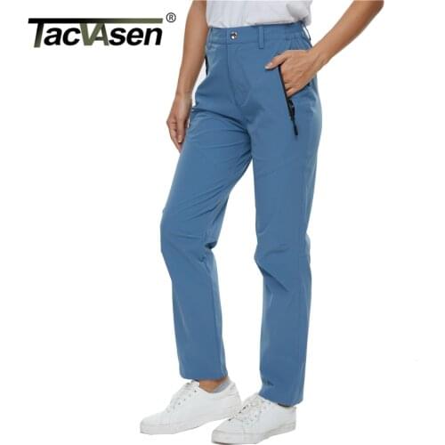 TACVASEN 3 Zipper Pocket Womens Cargo Work Pants Quick Dry Running Workout Sweatpants Outdoor Hiking Camping Trousers Sportswear