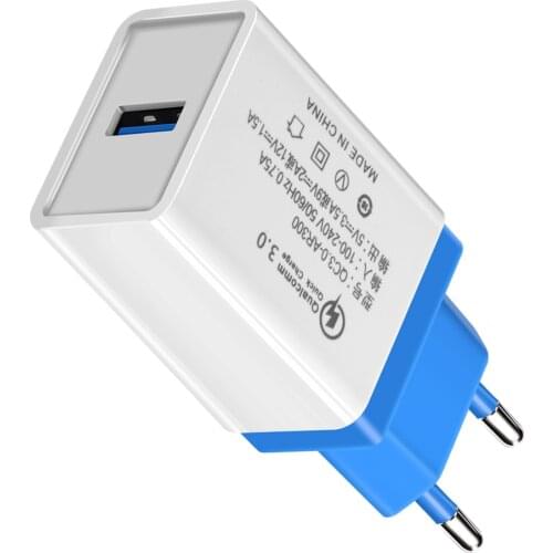 Quick Charge 3.0 Fast USB Charger Mobile Phone Charger 18W EU Plug For Samsung Galaxy S8 S7 S6 xiaomi mi8 Wall Travel Adapter