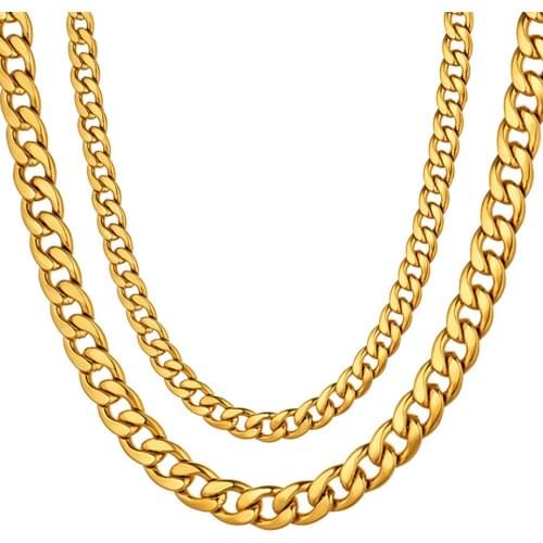 Stainless Steel Curb Cuban Chains Necklace for Men 7/12mm Gold Silver Color Mens Hip Hop Jewelry Gifts Dropshipping T250287
