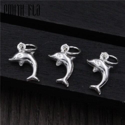 Emith Fla 100% 925 Sterling Silver Animal Dolphin Trendy Charm Small Pendants for Necklace and Bracelet Jewelry for Women Gifts