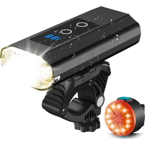 DropShip LED Bicycle Light Power Display 6000mAh USB Charge Bike Light Cycling MTB Front Rear Lamp Bike Headlight As Power Bank