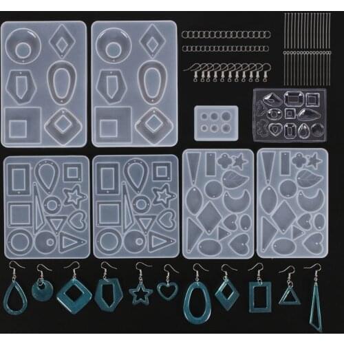 Earring Resin Mold DIY Crafts Epoxy Resin Silicone Mold Combination Including Earring Hook/Jump Ring