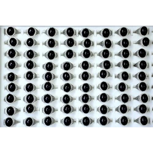 10 Pcs Mix Color Vintage Black Stone Ring For Children Boys Girls Wholesale Jewelry Rings Bulks Lots LR4069