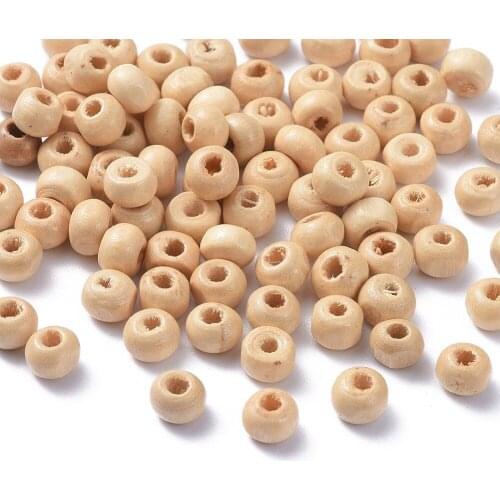 200PCS Dyed Wood Bead Round Wood Spacer Beads for Jewelry Making, about 5.5mm wide, 4mm high, hole: 1.5mm