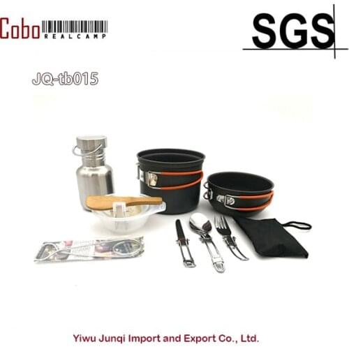 Camping Cookware Outdoor camping pot Bushcraf Stainless Steel Cup Tank Bracket Fork Knife Spoon Kit for Backpack