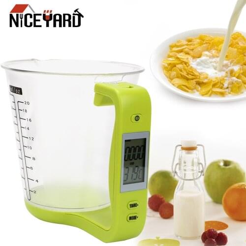 Temperature Measurement Cups Measuring Cup Kitchen Scales with LCD Display Hostweigh Digital Beaker Electronic Tool Plastic