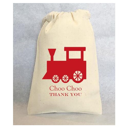 Custom choo choo train party birthday wedding favor gift THANK YOU Drawstring bags kits party Candy pouches