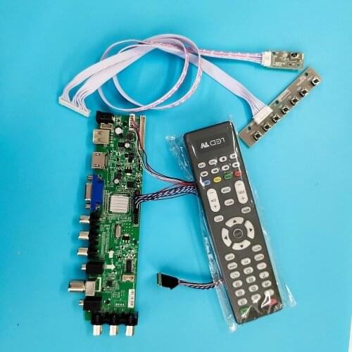 Kit For B156XW04 V1/B156XW04 V6 remote DVB-T2 WLED TV LVDS USB AV Signal 40pin VGA LED HDMI 1366X768 controller board digital