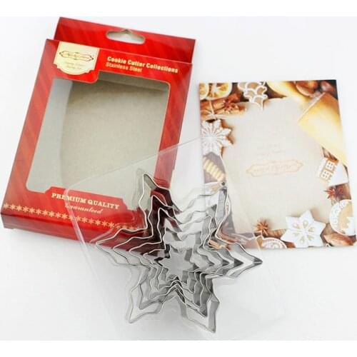 5pcs Set Snowflake Cookie Cutter Stainless Steel Biscuit Mold Easter Christmas Cookie Shape Confectionery Gingerbread Bake Tools
