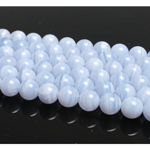 Natural Round Blue Lace Agate Carnelian Gemstone Loose Beads 6 8 10 12mm For Necklace Bracelet DIY Jewelry Making 15inch Strand
