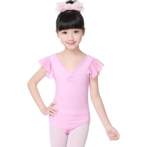 Newest Summer Girls Dance Clothes Children Gymnastics Leotard Kids Dance Ballet Underwear Practice Leotard Costumes Chiffon