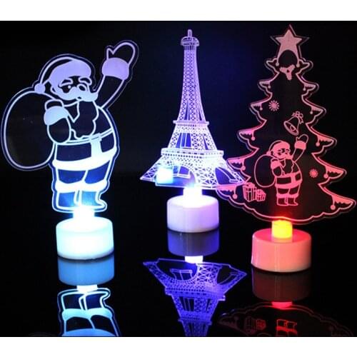 Christmas Decoration Santa Claus led night light Colorful flash acrylic light 3D stereo night light toy Christmas Ornaments