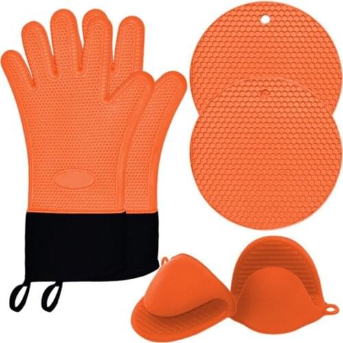 New Honeycomb Silicone Gloves Anti-Scalding Hand Clip Placemat Set Household Microwave Oven Gloves Oven Mitts