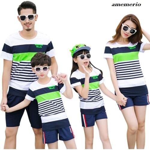 Matching Family Clothing Outfits Fashion Mother Daughter Clothes T-shirt Shorts Father Son Clothes Sets Mother Son Outfits