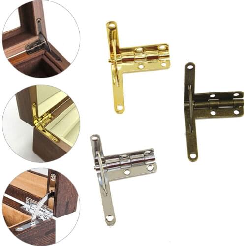 2pcs Angle Support Spring Hinge 90 Degree Hinge for Antique Brass Jewelry Gift Wine Case Watch Box Wood Lid Hardware Accessories