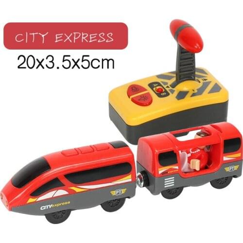 SAMOHTOY CITY Express Train Remote Control Electric Train Toy Magnetic Slot Compatible BiRO Wooden Track Car Toy Kids Gift