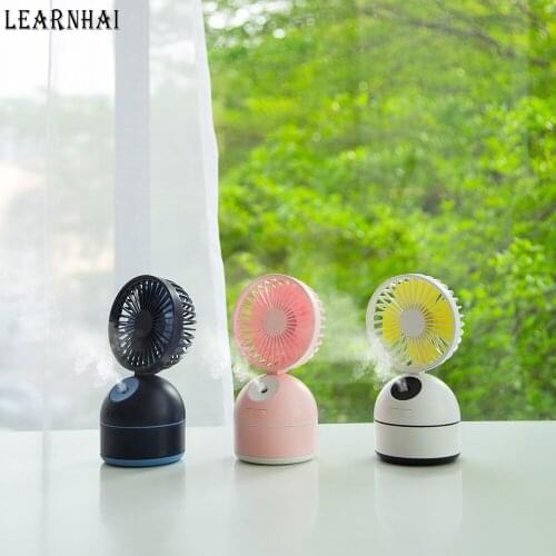 LEARNHAI Portable 3 Speed Adjustable Handheld Desktop USB Fan with Cooling Spray Humidifier And Rechargeable 2000mAH Battery