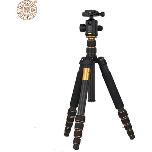 High quality Q666C Professional Camera carbon fiber Tripod changed to Monopod 5 Sections Carrying Bag Free shipping for DHL