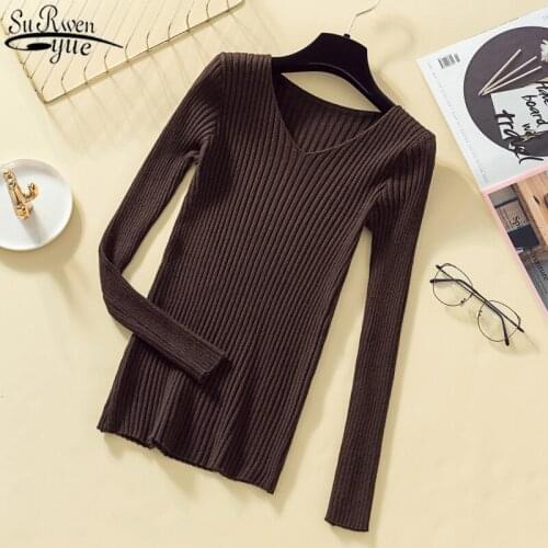 Pullover Solid Sweaters Women 2021 New Long Sleeve Fall Winter Butterfly Neck Sweater Female Womens Knitted Slim Sweater 10382
