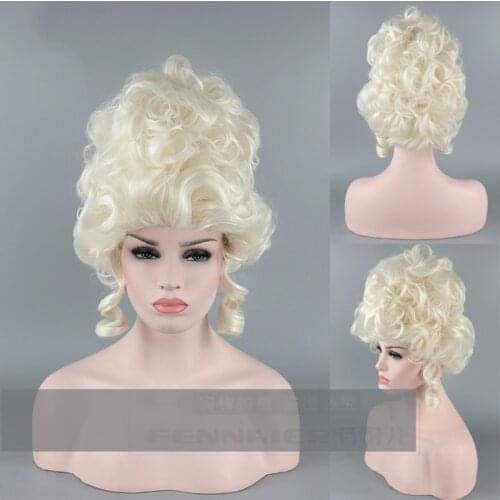 Halloween Royal Queens Court Masquerade Fluffy Curly Hair Milk White Wig Cosplay Costume Accessories