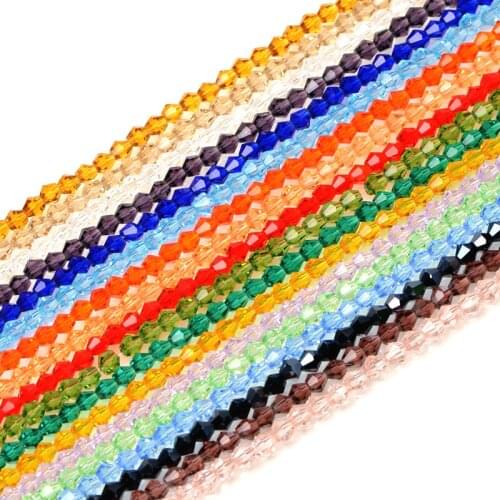 3 4 6mm Austrian Bicone Crystal Beads For Jewelry Making Diy Accessories Multicolor Faceted Glass Space Beads Wholesale