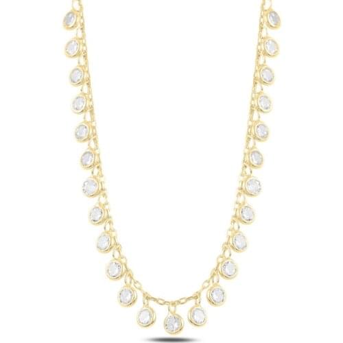 Silver 925 Sterling Dangle Zircon Cubic Zirconia Necklace