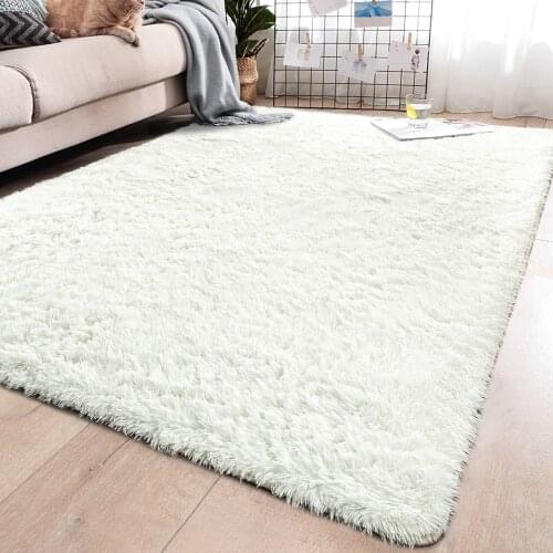 Nordic Fluffy Carpet For Bedroom Living Room Large Size Plush Anti-slip Soft Door Mat White pink Red Childrens Rugs For Room