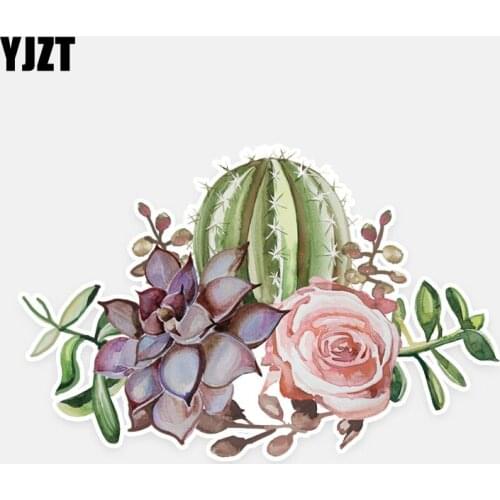 YJZT 13*8.4CM Unique Cactus Flowers Decor Car Stickers High Quality Decoration 11A0891