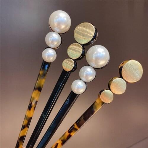 Simulated Pearl Hair Stick New Fashion Metal Geometric Hairpins For Girls Gifts Hairstyle Design Tools Wedding Party Hair Deocra