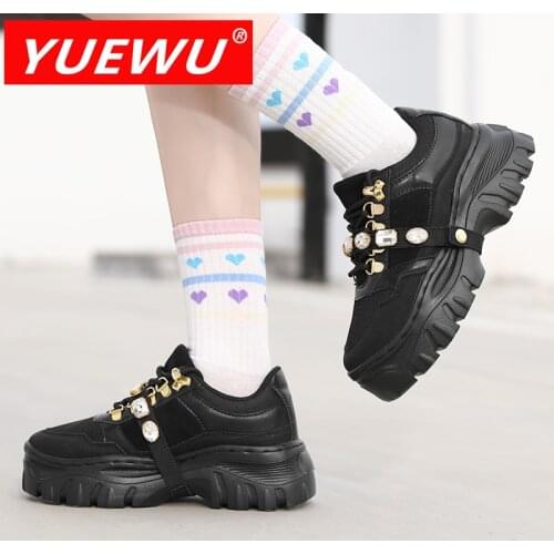 YUEWU Korean Version Fashion Increase Frenulum Women’s Shoes Wear Resistant Sole Comfortable Upper Collocation At Will