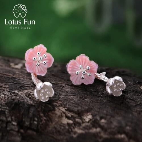 Lotus Fun Real 925 Sterling Silver Earrings Natural Handmade Fine Jewelry Unique Begonia Flowers Drop Earrings for Women Brincos
