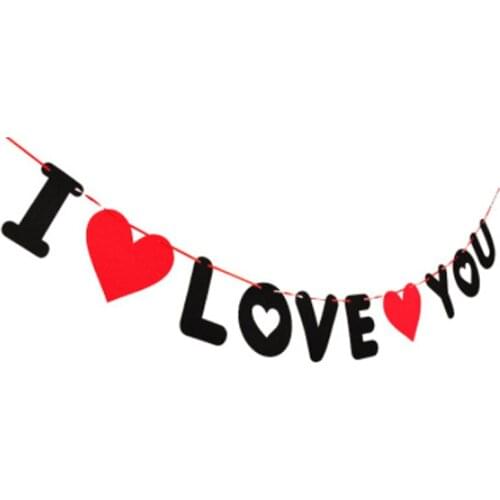 1 set I LOVE YOU Wedding Burlap Banners Romantic Valentines Day Red Heart String Flag Baby Shower Birthday Party Favor