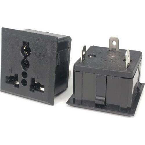 1 Pcs/Lots AC 250V 13A US USA UK EU Euro AU Panel Mount Snap in Universal Power Socket Outlet Receptacle Black/White
